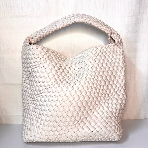RACHEL ZOE Shoulder Bag Clutch Woven Cream Modern Minimalist Neutral Capsule - Picture 2 of 16